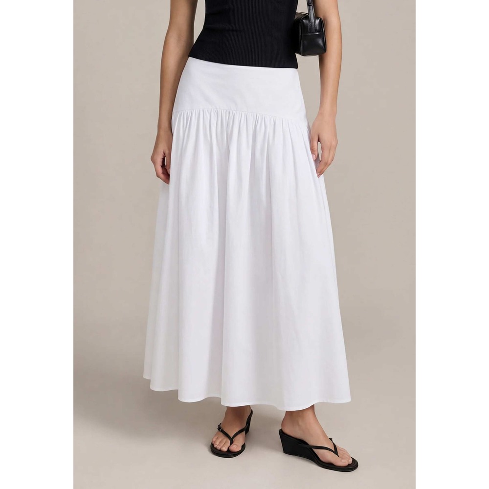 NWT CAARA Vashti Cotton Drop Waist Maxi Skirt in White - Size 6